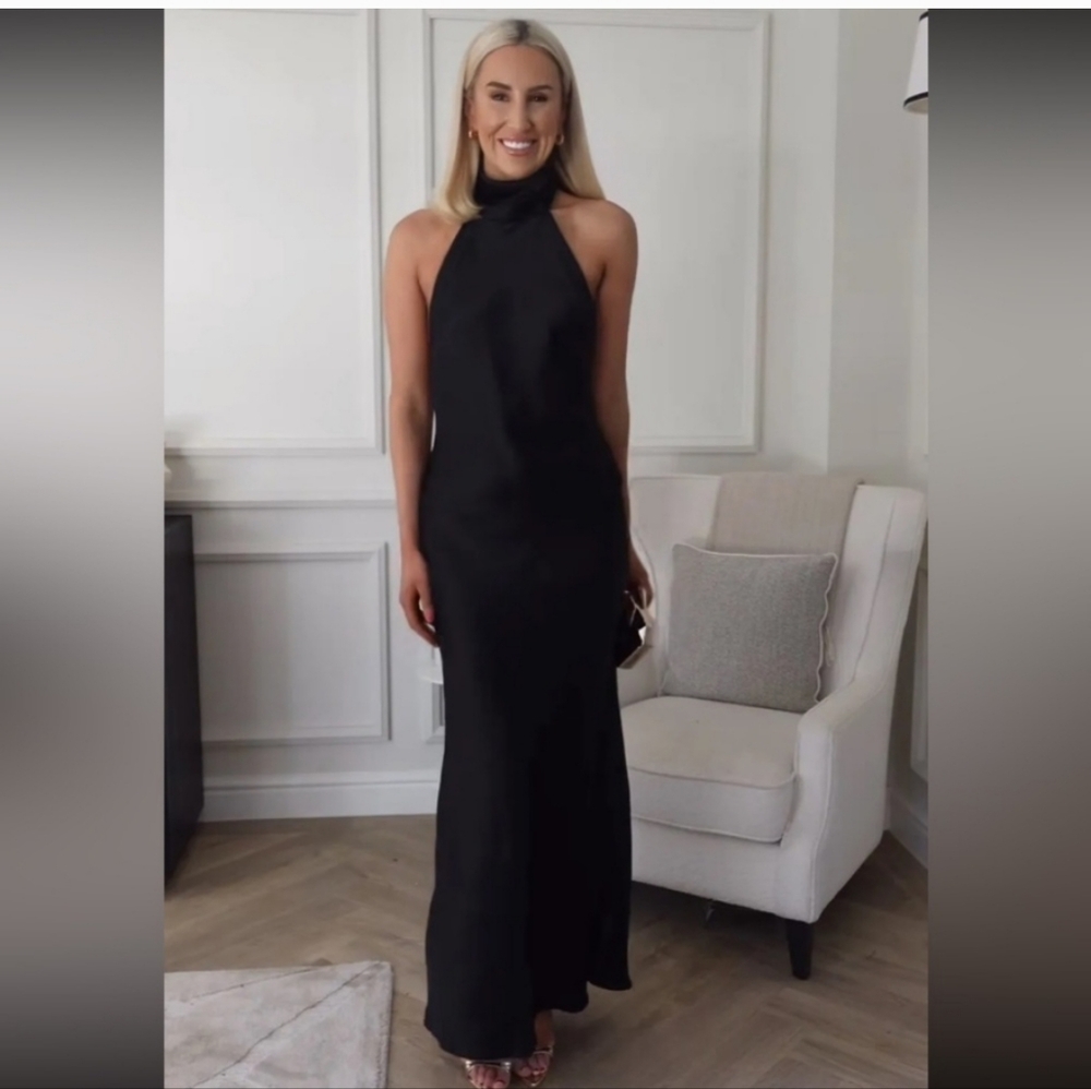 ZARA SATIN EFFECT HALTER DRESS - Picture 6 of 14